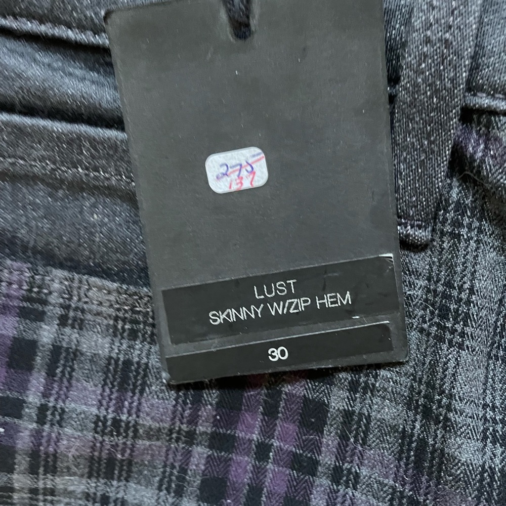 Genetic Liberty Ross Womens 30 Lust Skinny Zip Hem Stretch Jeans Purple Plaid